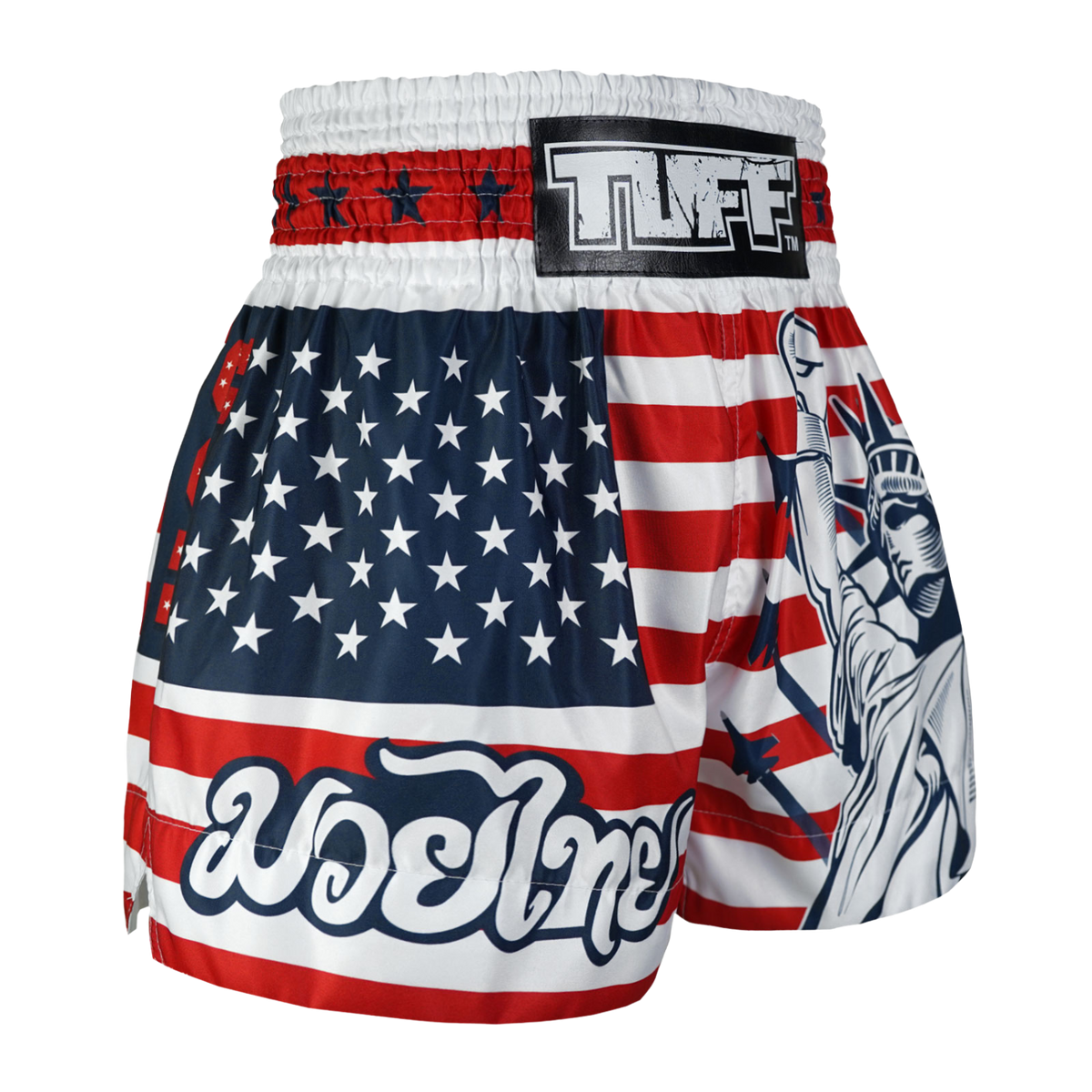 TUFF Muay Thai Boxing Shorts White War Elephant