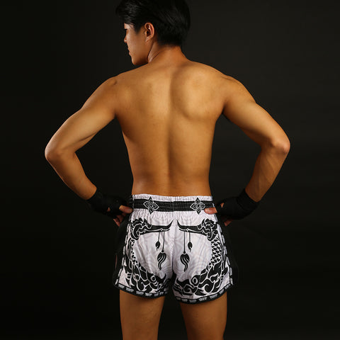 TUFF Muay Thai Boxing Shorts New Retro Style The Great Hongsa White TUF-MRS201