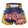 Custom TUFF Muay Thai Boxing Shorts Blue With Double Yellow Tiger