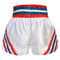 Kombat Muay Thai Boxing White Shorts With Red Blue White Stripe