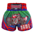 Custom Kombat Gear Muay Thai Boxing Geometry Shorts Green Navy Blue With Red Star Pattern And Stripe