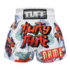Custom TUFF Muay Thai Boxing Shorts White Japanese Koi Fish With Muay Thai Text