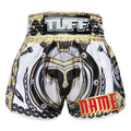 Custom TUFF Muay Thai Boxing Shorts Golden Gladiator in White
