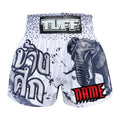 Custom TUFF Muay Thai Boxing Shorts White War Elephant