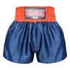 Kombat Gear Muay Thai Boxing shorts Star Pattern Navy Blue with Orange Waist