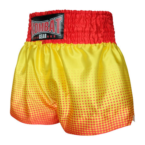 Kombat Gear Muay Thai Boxing shorts Red Gradient Polka Dot With Yellow
