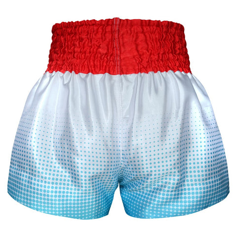 Kombat Gear Muay Thai Boxing shorts Blue Gradient Polka Dot With White