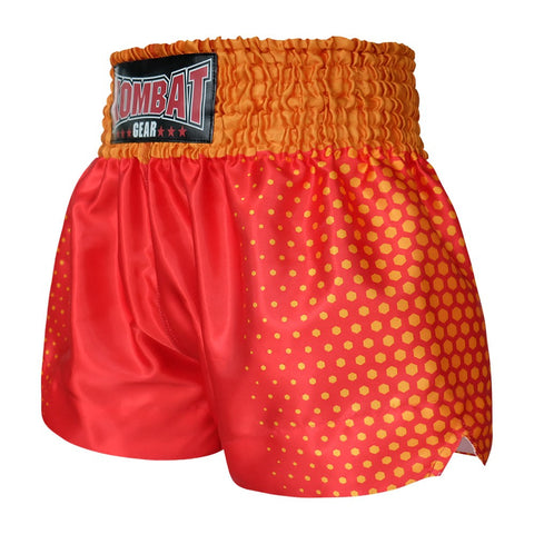 Kombat Gear Muay Thai Boxing shorts Yellow Hexagon With Red