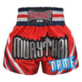 Custom Kombat Gear Muay Thai Boxing Geometry Shorts Red With White Blue Red Stripe