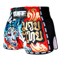 TUFF Muay Thai Boxing Shorts Red Retro Style With Cruel Tiger TUF-MRS303