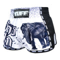TUFF Muay Thai Boxing Shorts New Retro Style White War Elephant