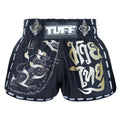 TUFF Muay Thai Boxing Shorts New Retro Style Black Singha Yantra with War Flag TUF-MRS206