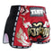 TUFF Muay Thai Boxing Shorts New Retro Style Red Thai Drawing With Muay Thai Text TUF-MRS206