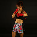 TUFF Muay Thai Boxing Shorts White Retro Style Rose With Birds TUF-MRS302