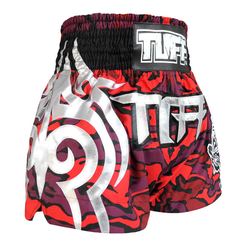 TUFF Muay Thai Boxing Shorts Red Camo Army Camouflage TUF-MS615