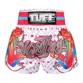 TUFF Muay Thai Boxing Shorts White With Classic Rose