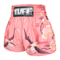 TUFF Muay Thai Boxing Shorts Pink Birds And Roses Inspired by Ancient Drawing