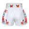 TUFF Muay Thai Boxing Shorts White Birds And Roses Inspired by Ancient Drawing