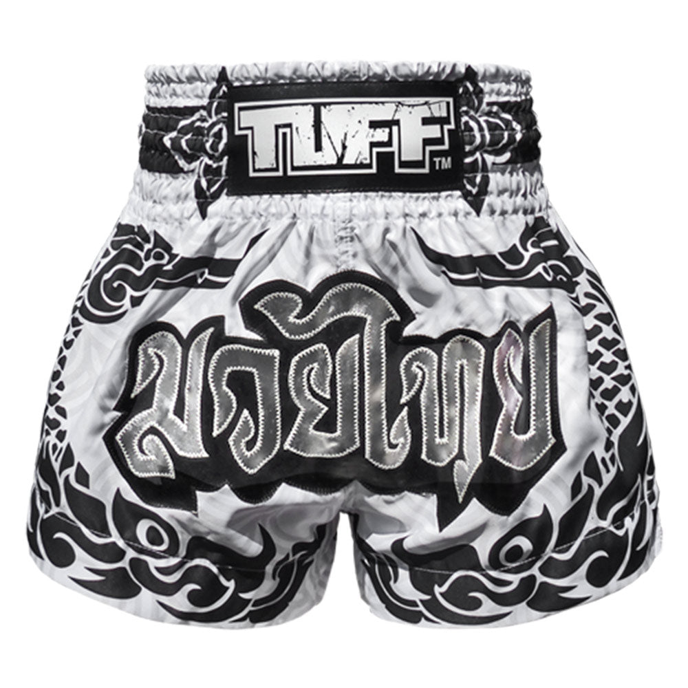 TUFF Muay Thai Boxing Shorts White War Elephant