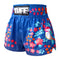 TUFF Muay Thai Boxing Shorts Blue Sakura with Nightingale Bird