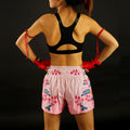 TUFF Muay Thai Boxing Shorts Pink Sakura with Nightingale Bird
