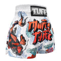 TUFF Muay Thai Boxing Shorts White Japanese Koi Fish With Muay Thai Text