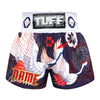 Custom TUFF Muay Thai Boxing Shorts Navy Blue Japanese Drawing Crane Birds