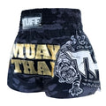 TUFF Muay Thai Boxing Shorts New Black Military Camouflage TUF-MS640-BLK