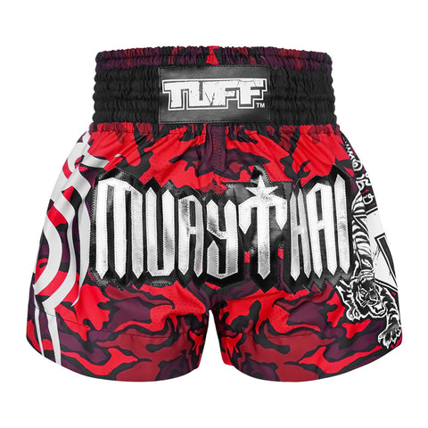 TUFF Muay Thai Boxing Shorts New Red Military Camouflage TUF-MS640-RED