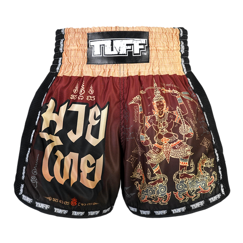 TUFF Muay Thai Boxing Shorts New Retro Pattern Yant Narai Turning the Land