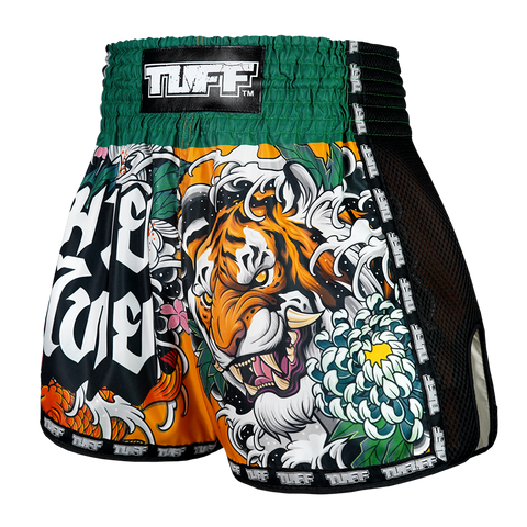 TUFF Muay Thai Boxing Shorts New Retro Pattern Tora Mori to Kingyo (Tiger, Forest and Goldfish)