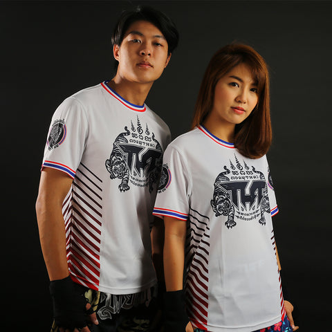 TUFF Muay Thai Shirt True Power Double Tiger White