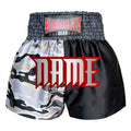 Custom Kombat Gear Muay Thai Boxing shorts Two Tone Black Star Pattern White Camouflage
