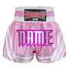 Custom Kombat Gear Muay Thai Boxing shorts Pink Star Pattern With White Strips
