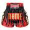 Custom Kombat Gear Muay Thai Boxing shorts Black Star Pattern Red Fire Gold Thai Tattoo