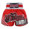 Custom Kombat Gear Muay Thai Boxing Red Shorts With White Stripe