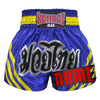 Custom Kombat Gear Muay Thai Boxing Blue Shorts With Yellow Stripe