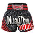 Custom Kombat Gear Muay Thai Boxing Black Steel shorts With Red Stripe