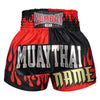 Custom Kombat Gear Muay Thai Boxing Two Tone Shorts With Fire Black Red
