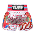 Custom TUFF Muay Thai Boxing Shorts White With Classic Rose