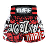 Custom TUFF Muay Thai Boxing Shorts Battalion Skull in Red