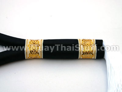 KOMBAT GEAR Muay Thai Mongkol (Head Band) Black with White Tail MK04-31