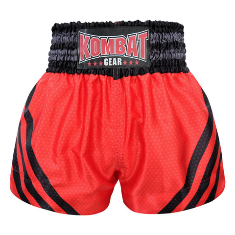 Kombat Gear Muay Thai Boxing shorts Red Star Pattern With Black Strips