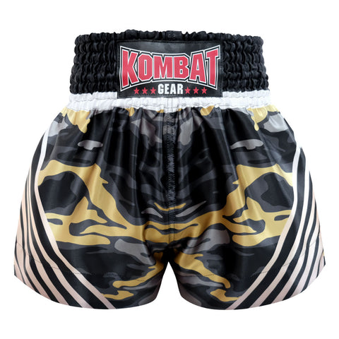 Kombat Gear Muay Thai Boxing shorts Black Camouflage With Strips