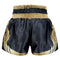 Kombat Gear Muay Thai Boxing shorts Black Star Pattern With Gold Thai Tattoo MS002-13