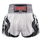 Kombat Gear Muay Thai Boxing shorts White With Grey Gradient Polka Dot Thai Tattoo KBT-MS002-15
