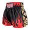 Kombat Gear Muay Thai Boxing shorts Black Star Pattern Red Fire Gold Thai Tattoo KBT-MS002-17