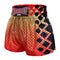 Kombat Gear Muay Thai Boxing shorts Red Triangles Gradient Gold With Black Square KBT-MS002-20
