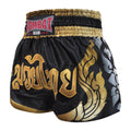 Kombat Muay Thai Boxing Black Shorts With Thai Gold Kanok Pattern