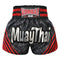 Kombat Muay Thai Boxing Black Steel shorts With Red Stripe